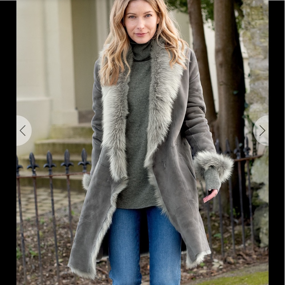 NWT Genuine Lambskin Shearling Toscana 3/4 Length Coat size M